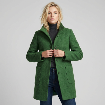 Elegante damesjas met staande kraag en knoopsluiting