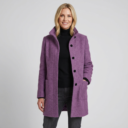 Elegante damesjas met staande kraag en knoopsluiting