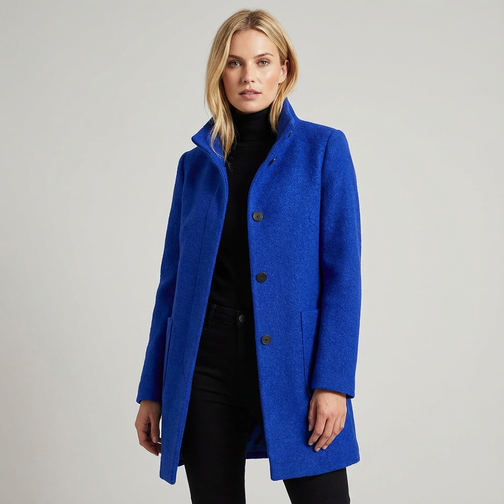 Elegante damesjas met staande kraag en knoopsluiting