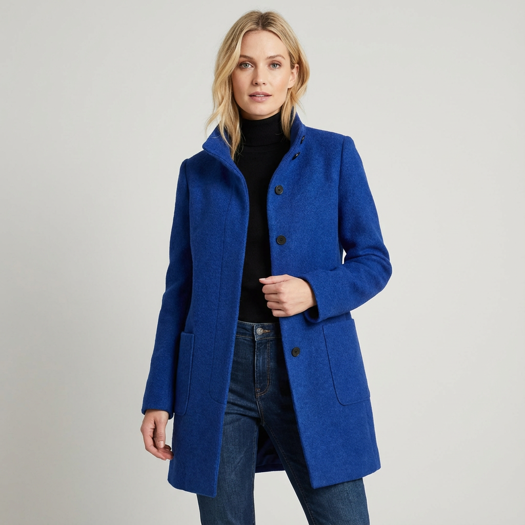 Elegante damesjas met staande kraag en knoopsluiting