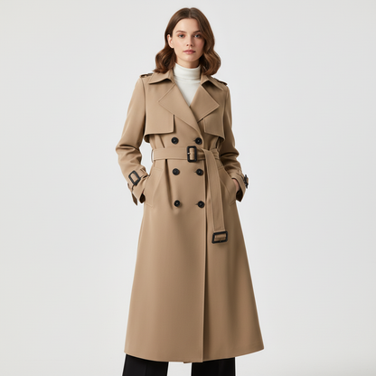 Elegante double-breasted dames trenchcoat met ceintuur