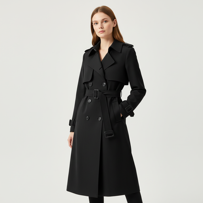 Elegante double-breasted dames trenchcoat met ceintuur