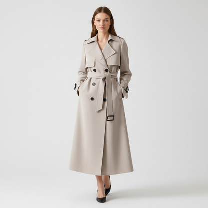Elegante double-breasted dames trenchcoat met ceintuur