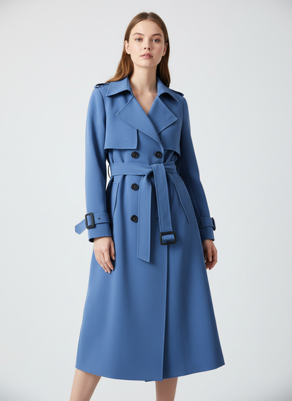 Elegante double-breasted dames trenchcoat met ceintuur