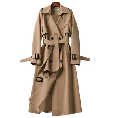 Elegante double-breasted dames trenchcoat met ceintuur