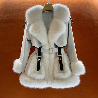 Elegante faux fur winterjas met ceintuur