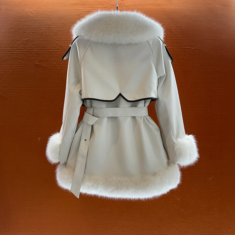 Elegante faux fur winterjas met ceintuur