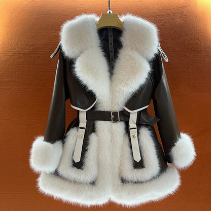 Elegante faux fur winterjas met ceintuur
