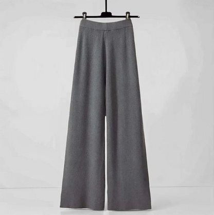 Elegante gebreide dames set met blouse en wijde broek