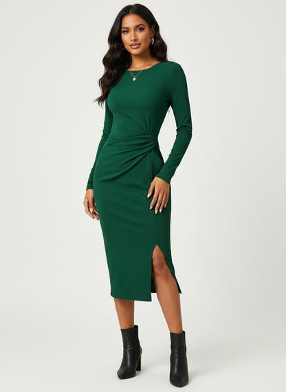 Elegante gedrapeerde midi jurk dames – Camille