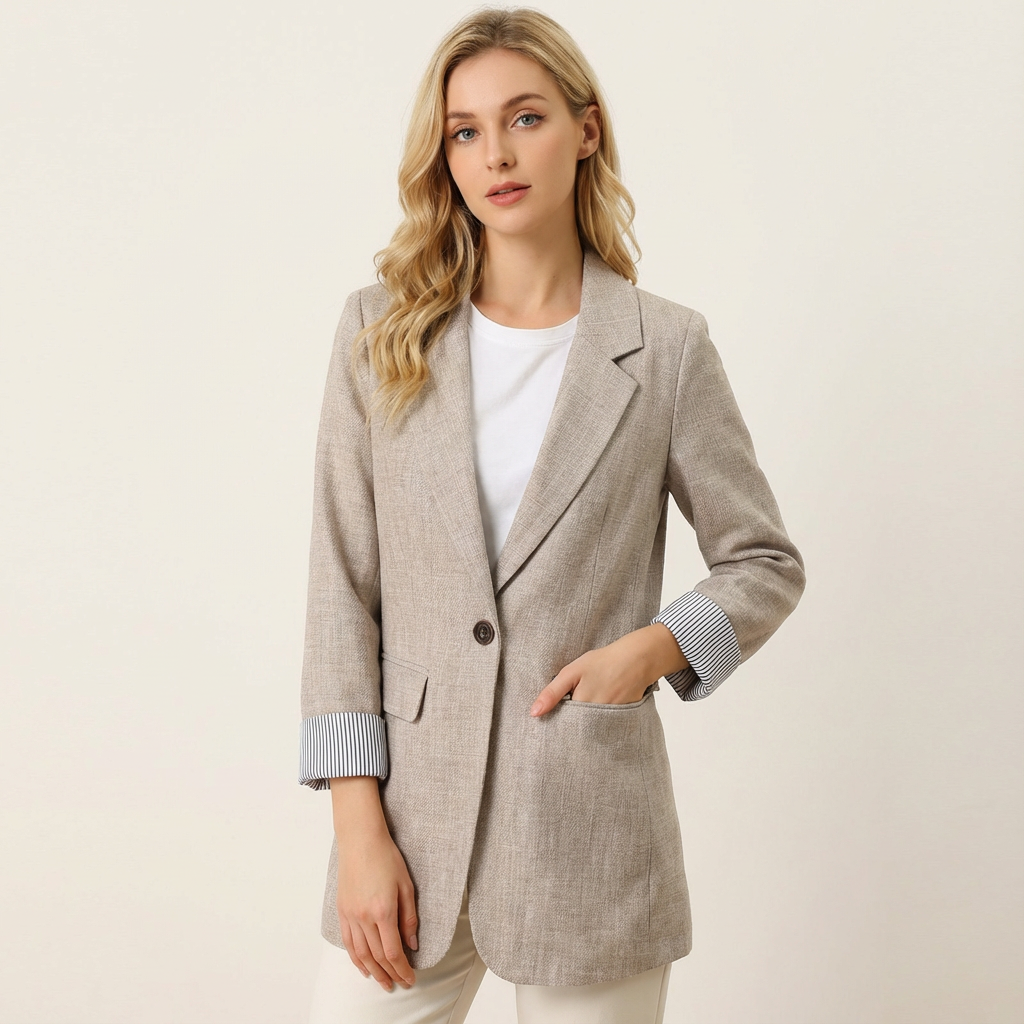 Elegante getailleerde damesblazer met omgeslagen manchetten