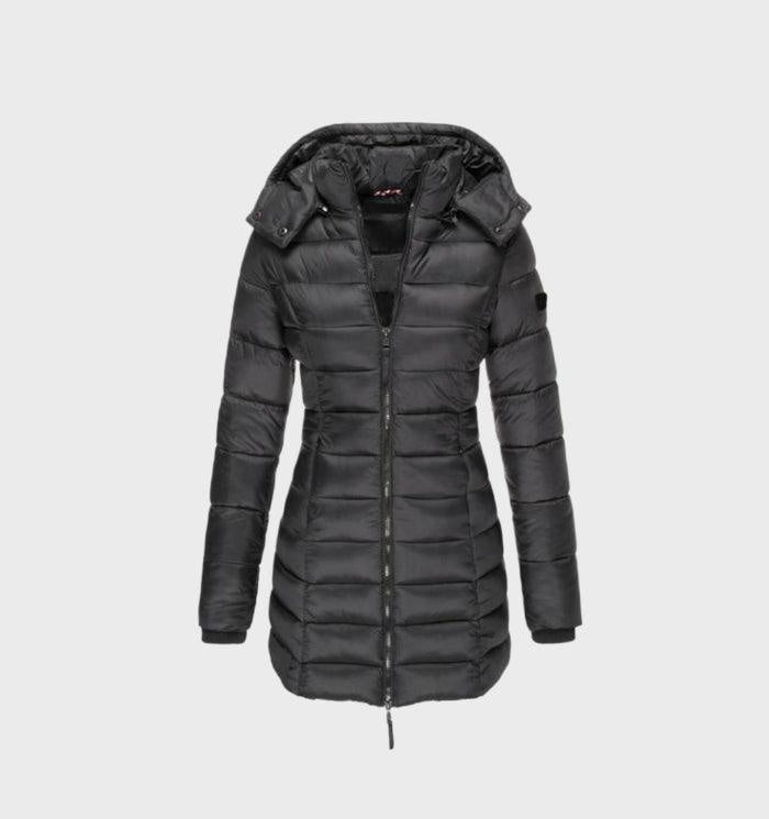 Elegante gewatteerde damesjas met capuchon
