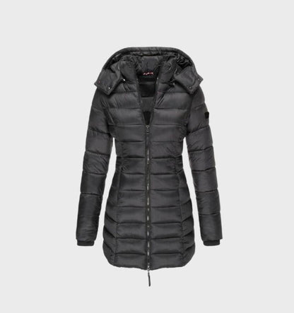 Elegante gewatteerde damesjas met capuchon