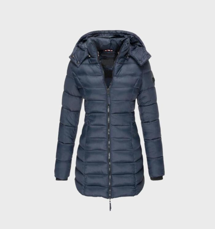 Elegante gewatteerde damesjas met capuchon