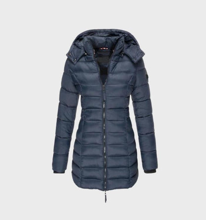 Elegante gewatteerde damesjas met capuchon