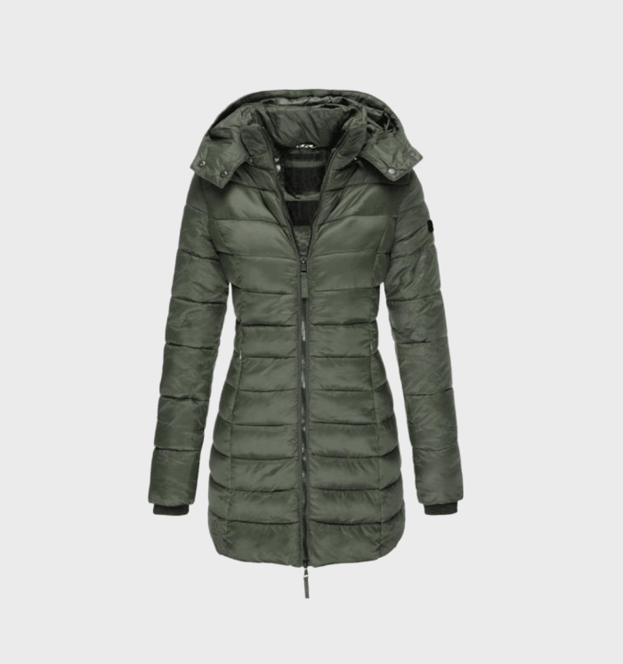 Elegante gewatteerde damesjas met capuchon