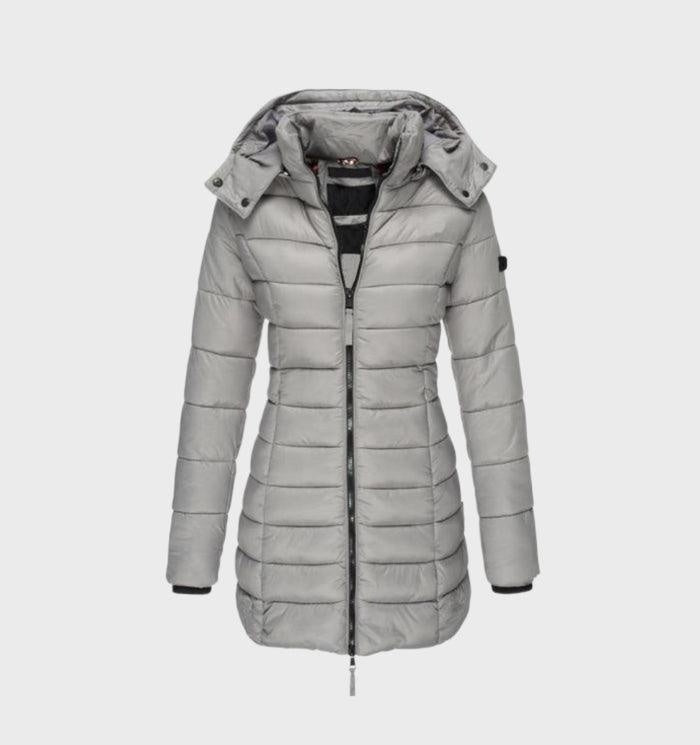 Elegante gewatteerde damesjas met capuchon
