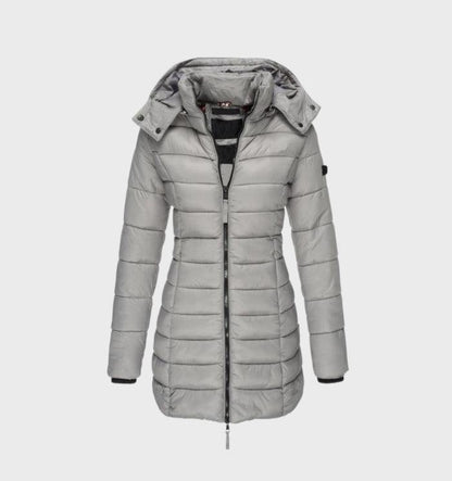 Elegante gewatteerde damesjas met capuchon