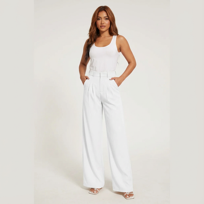 Elegante high-waist damesbroek met wijde pijpen
