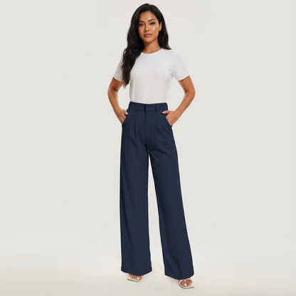 Elegante high-waist damesbroek met wijde pijpen