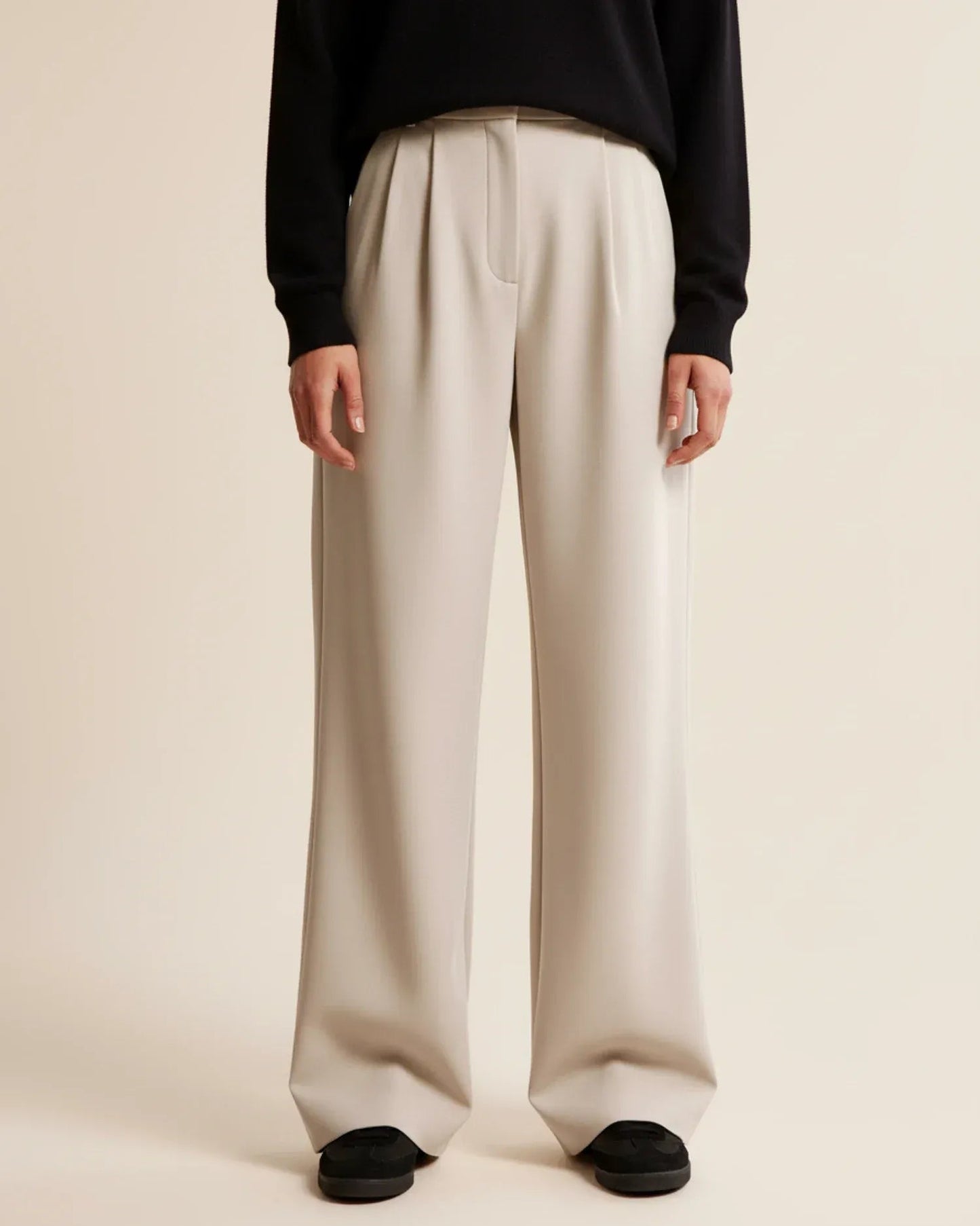 Elegante high waist damesbroek met wijde pijpen