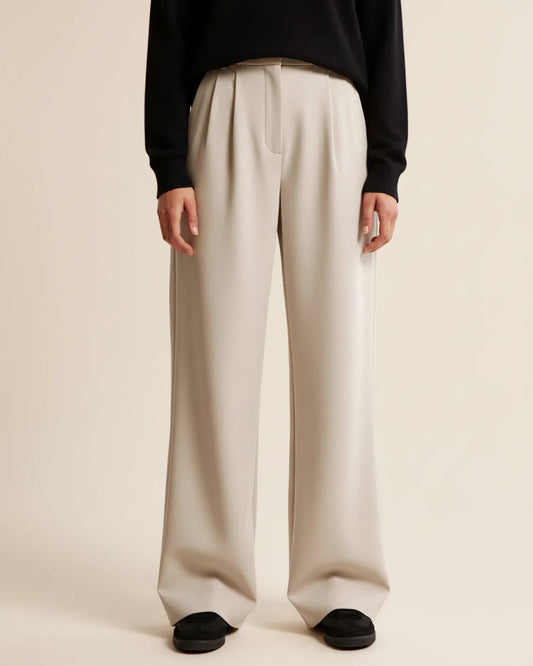 Elegante high waist damesbroek met wijde pijpen