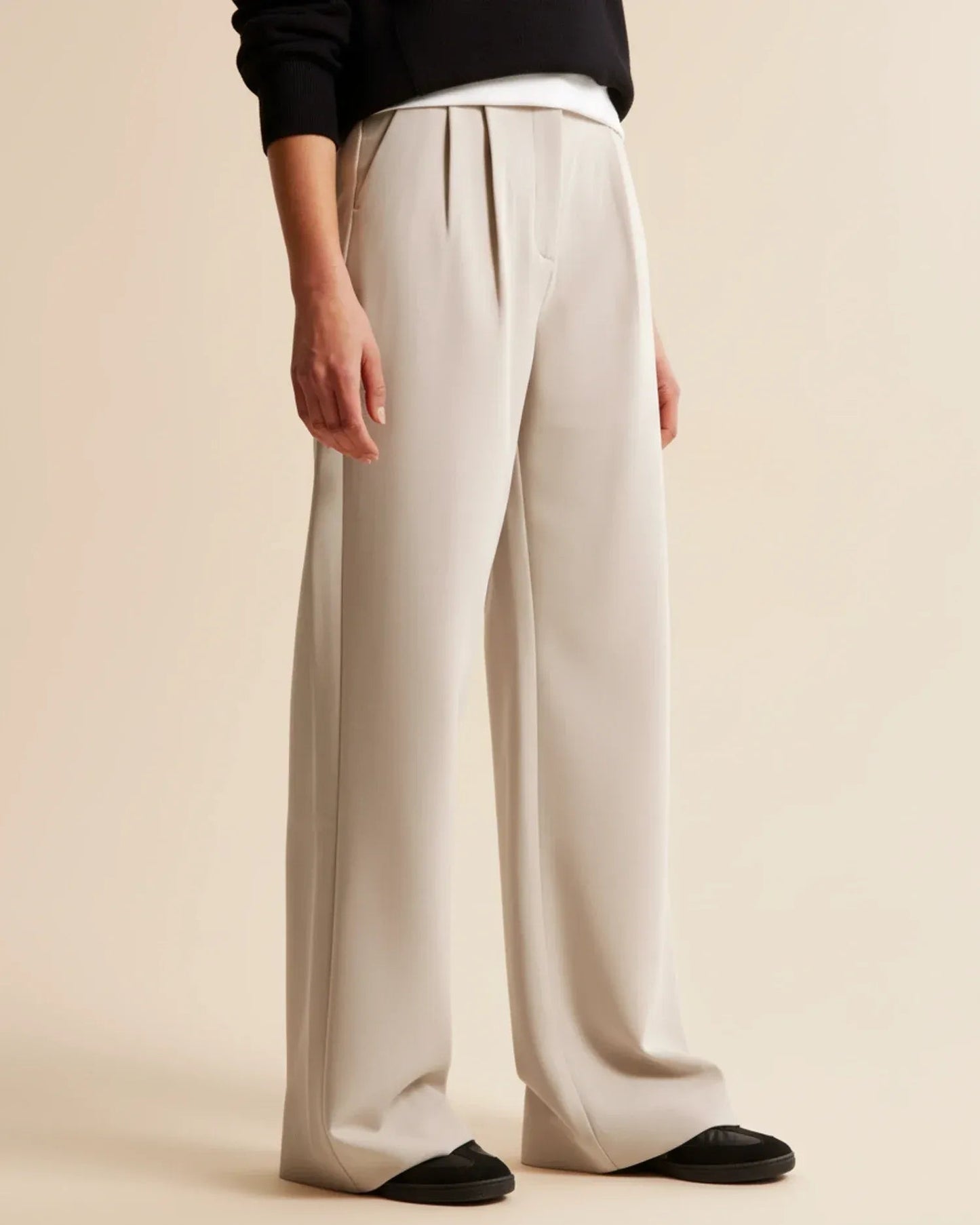 Elegante high waist damesbroek met wijde pijpen