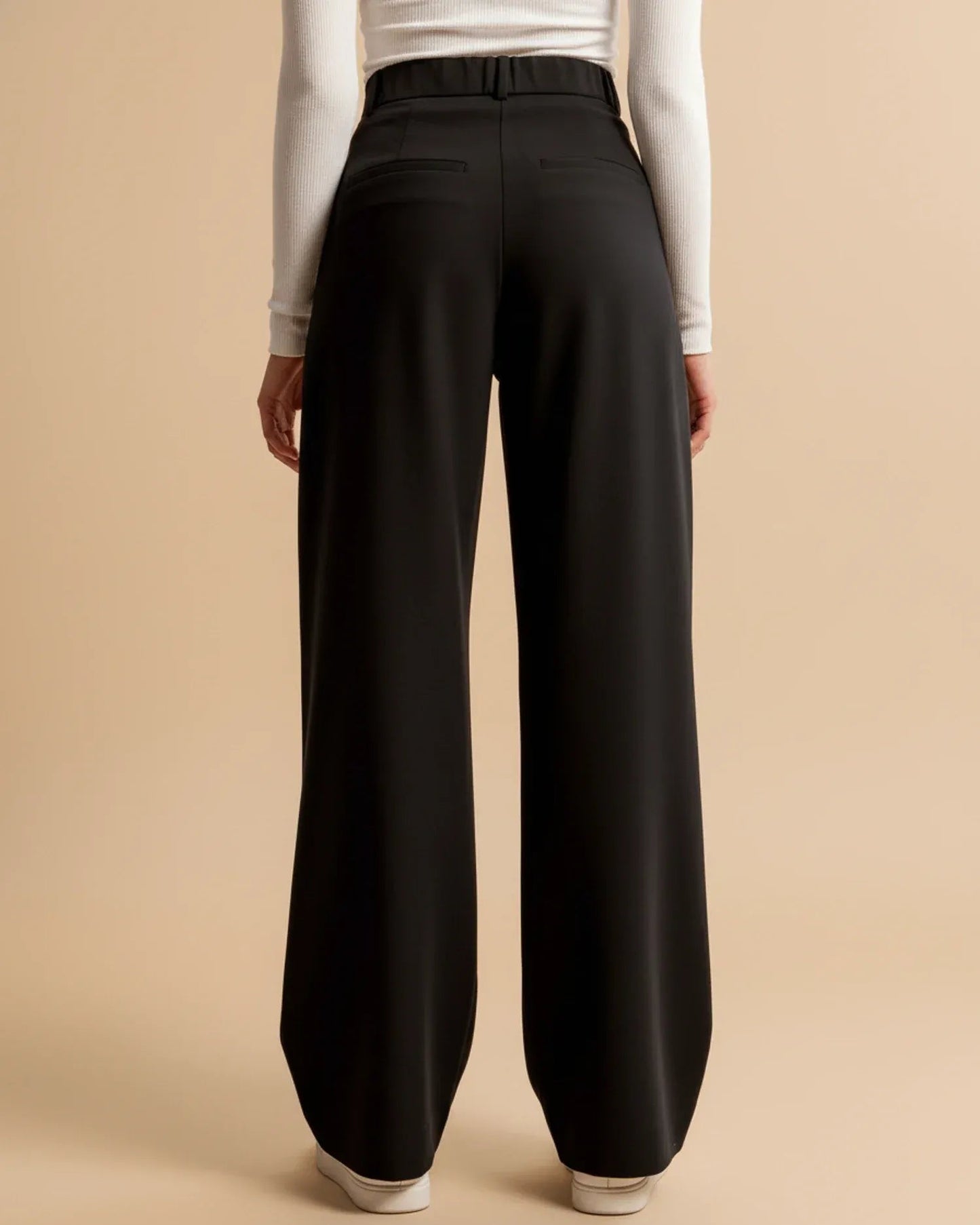 Elegante high waist damesbroek met wijde pijpen