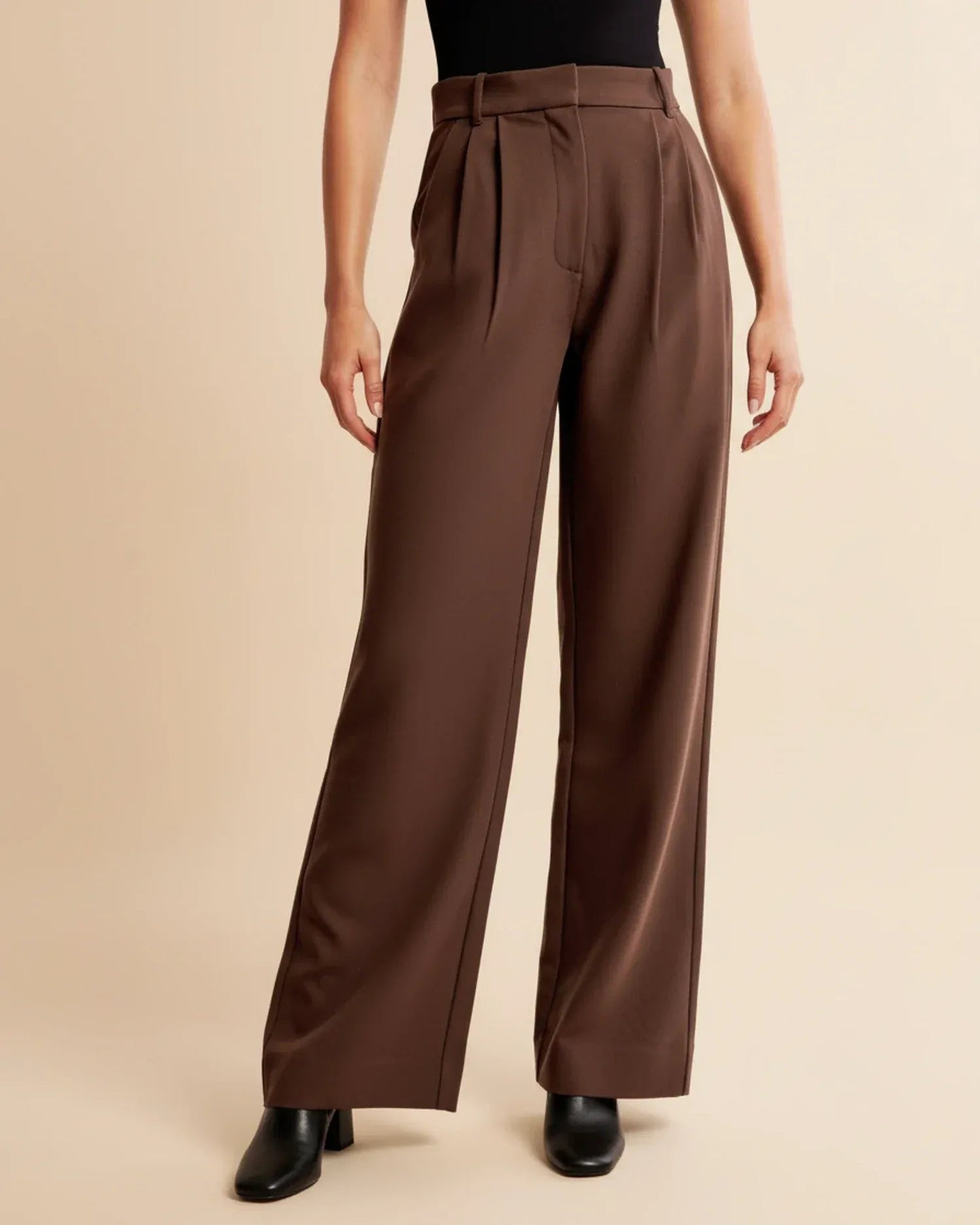 Elegante high waist damesbroek met wijde pijpen