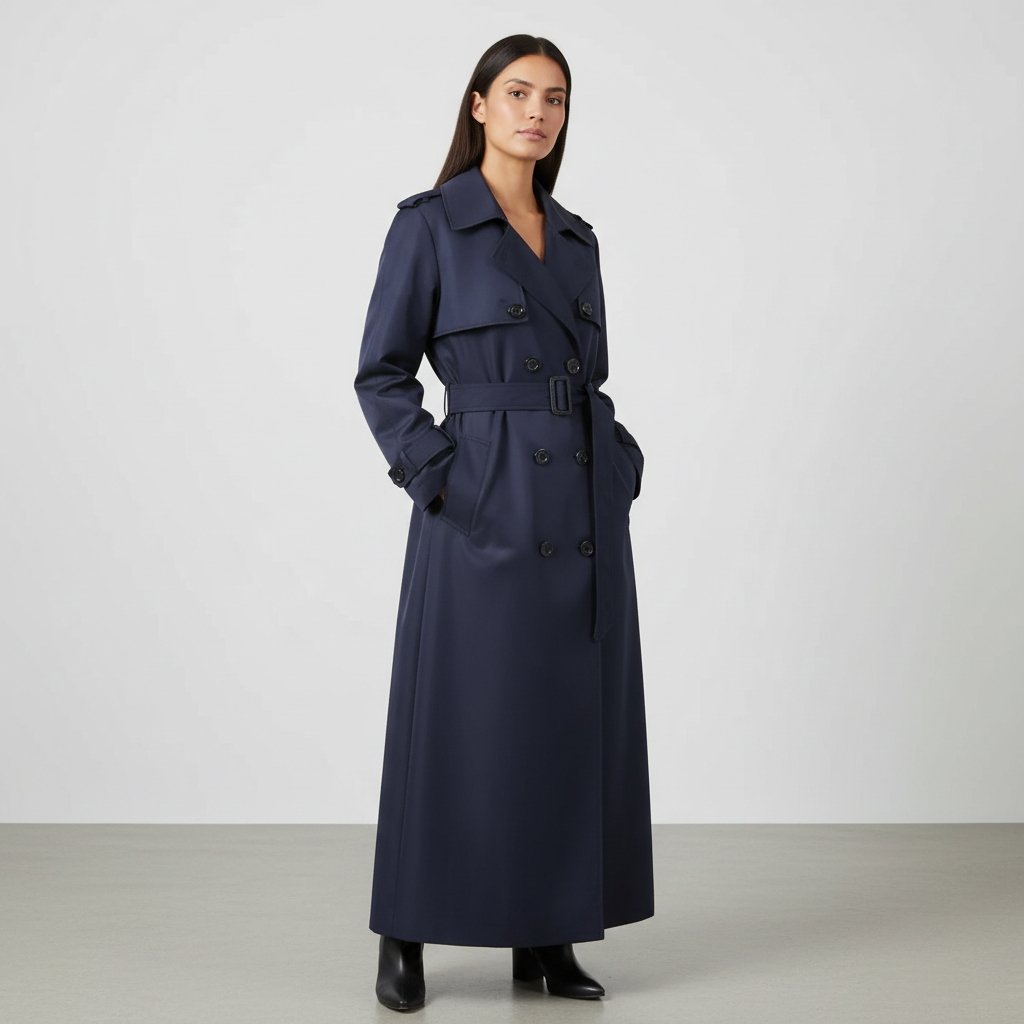 Elegante lange dames trenchcoat met ceintuur