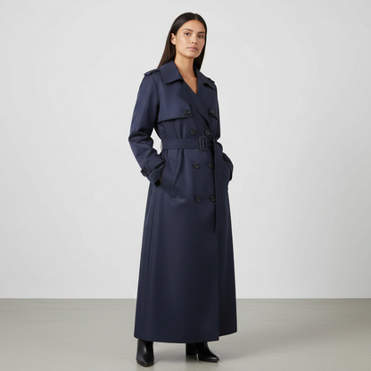 Elegante lange dames trenchcoat met ceintuur
