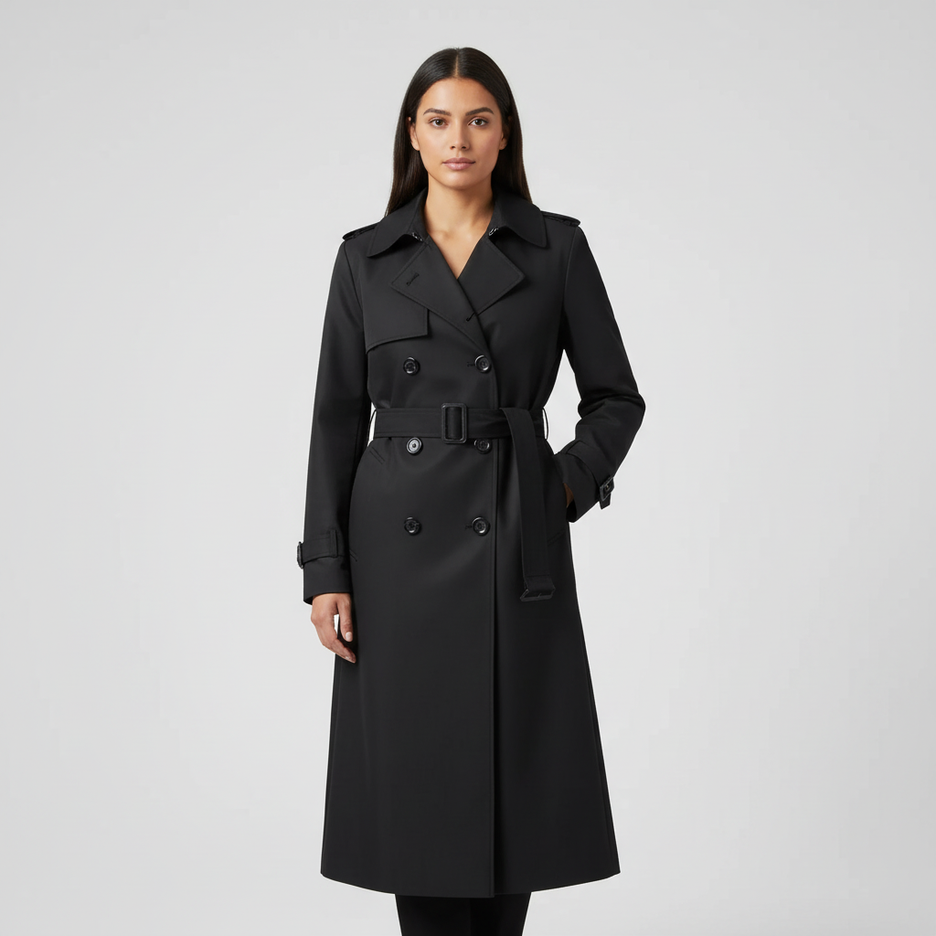 Elegante lange dames trenchcoat met ceintuur