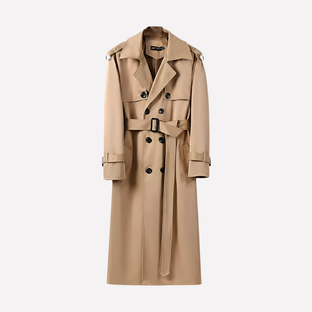 Elegante lange dames trenchcoat met ceintuur