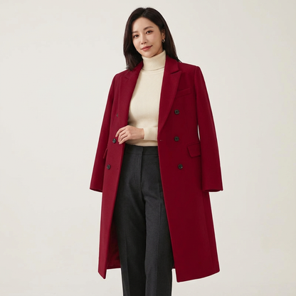 Elegante lange double-breasted mantel dames