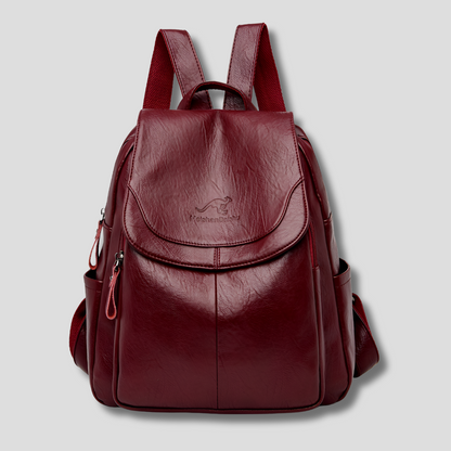 Elegante leren damesrugzak met klepsluiting