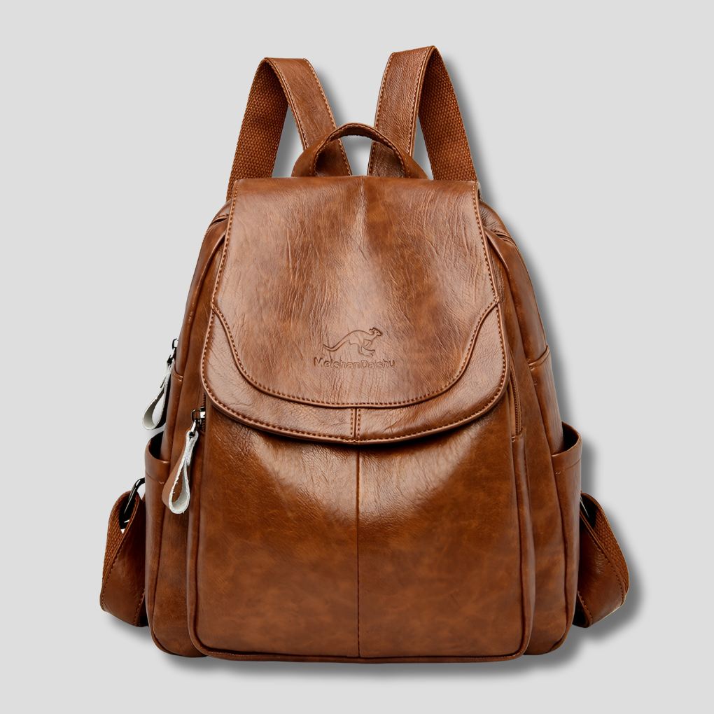 Elegante leren damesrugzak met klepsluiting