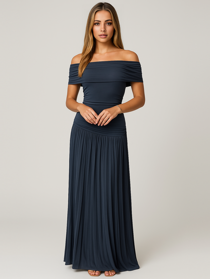 Elegante off-shoulder maxi jurk