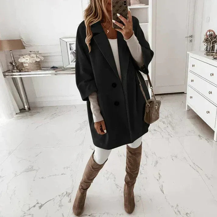 Elegante oversized damesmantel met 3/4 mouwen