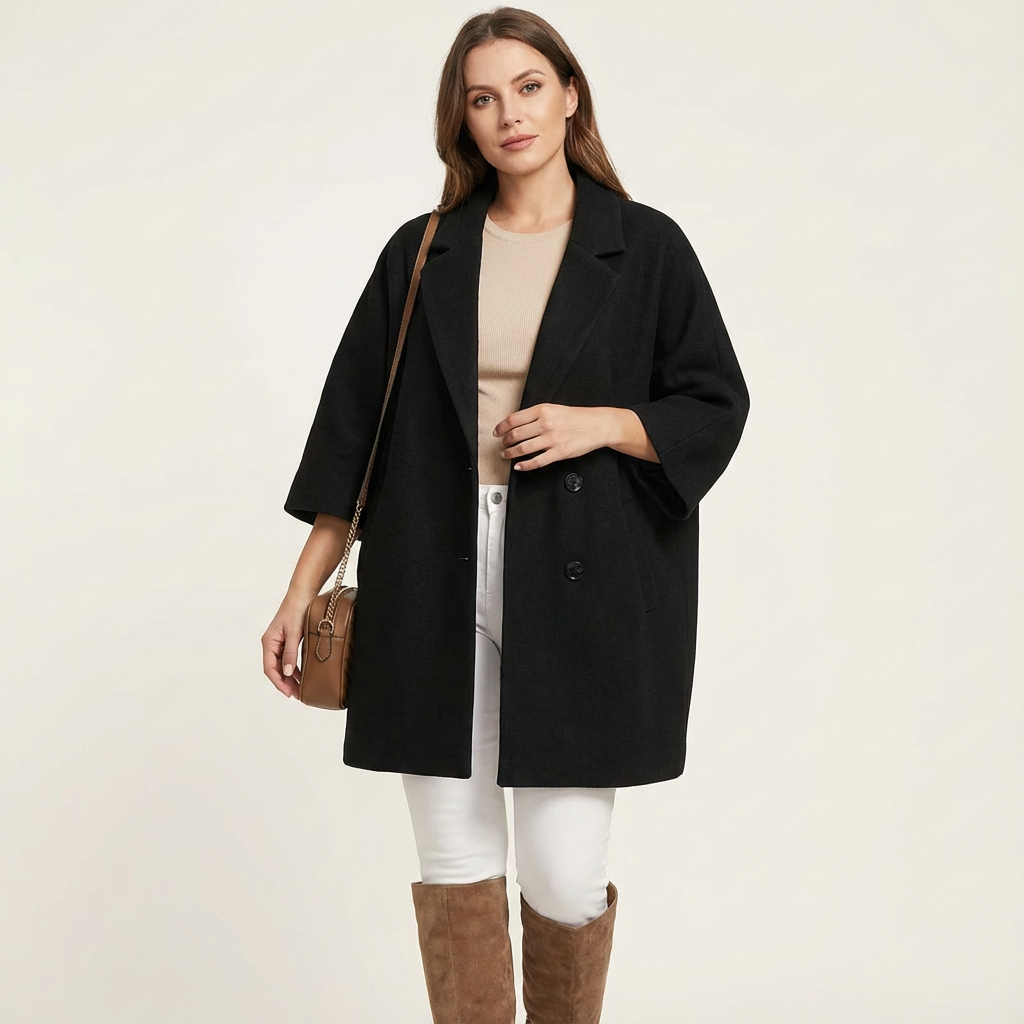 Elegante oversized damesmantel met 3/4 mouwen