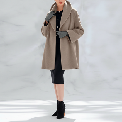 Elegante oversized damesmantel met brede kraag