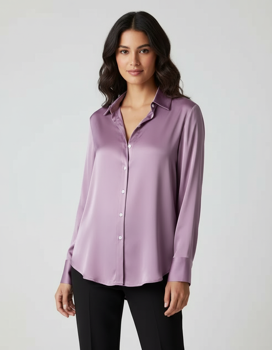 Elegante soepelvallende damesblouse met subtiele glans