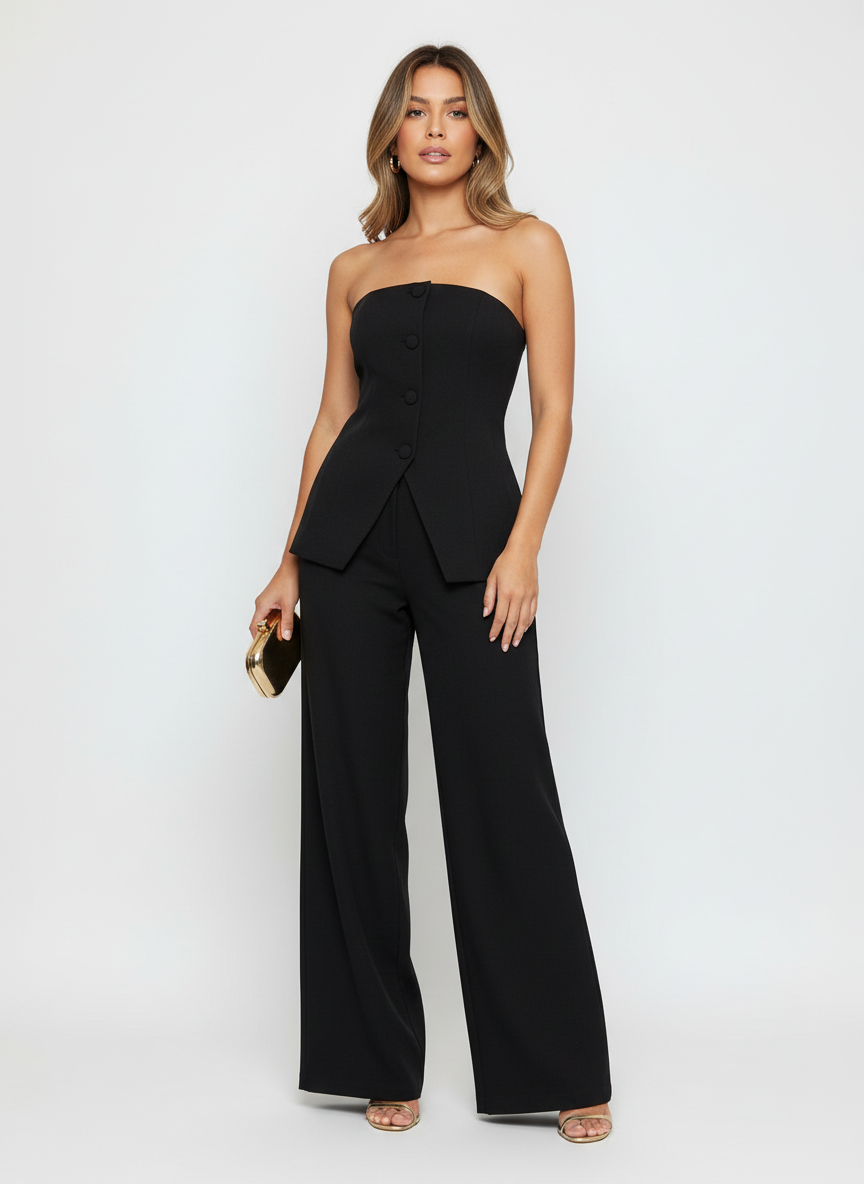 Elegante strapless pantalon set – Mirelle