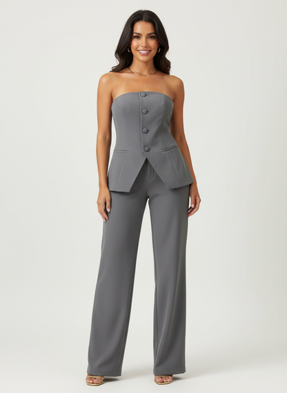 Elegante strapless pantalon set – Mirelle
