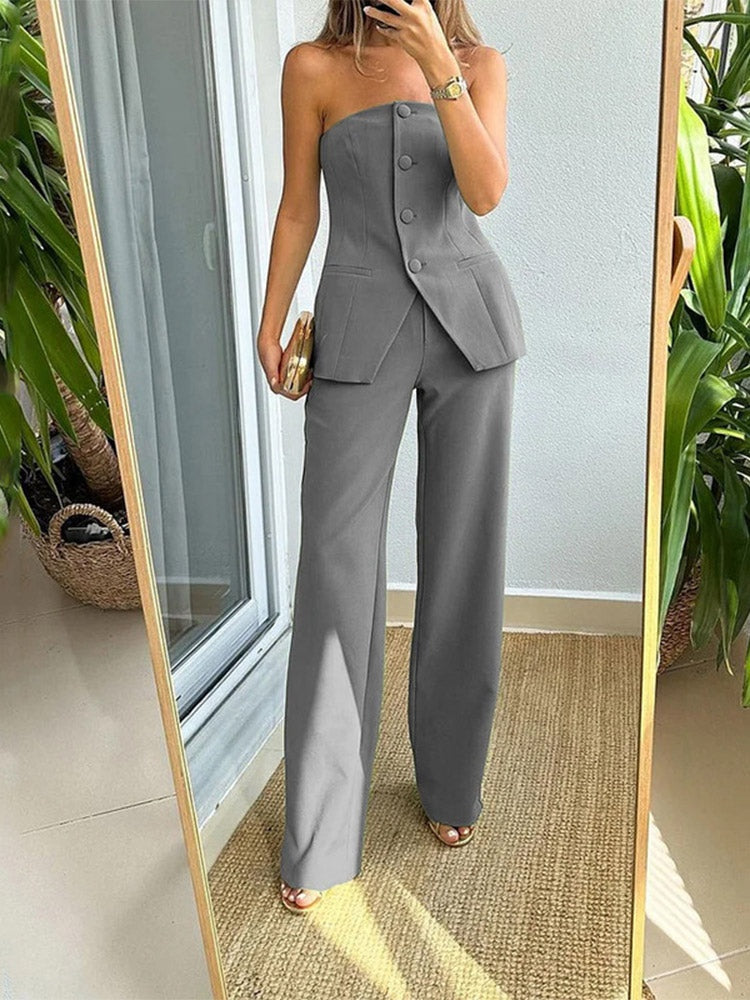 Elegante strapless pantalon set – Mirelle