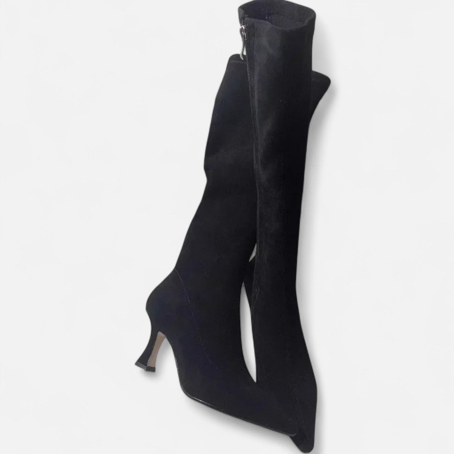 Elegante suède dameslaarzen met slanke hak