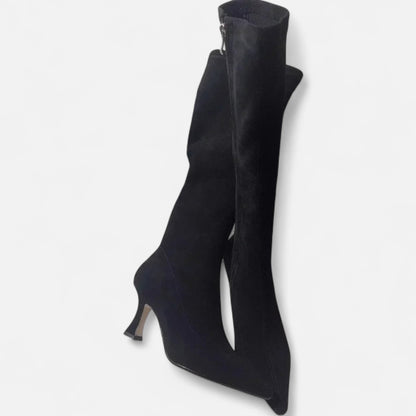 Elegante suède dameslaarzen met slanke hak