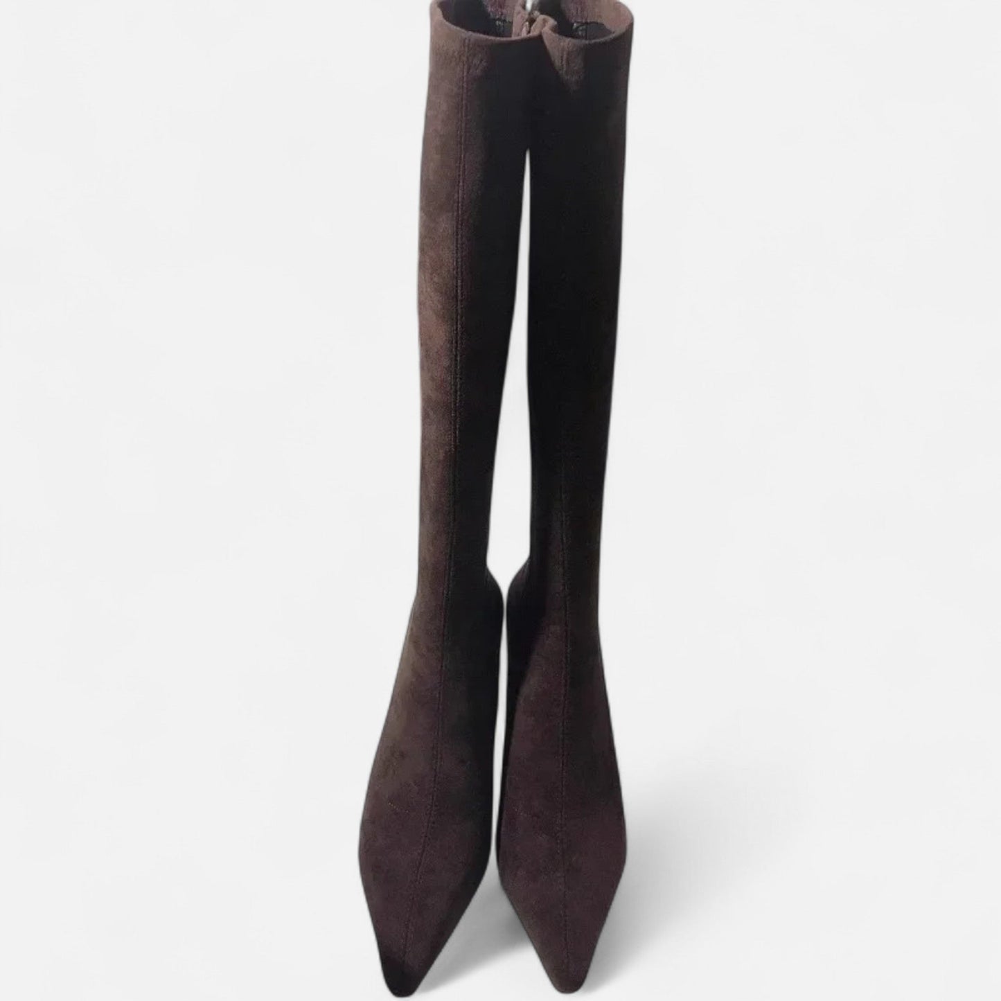 Elegante suède dameslaarzen met slanke hak