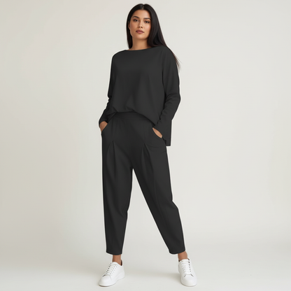 Elegante tweedelige lounge set met lange mouwen – Mirella