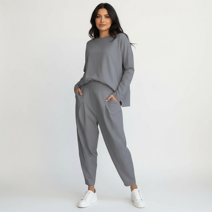 Elegante tweedelige lounge set met lange mouwen – Mirella