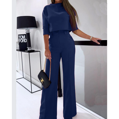 Elegante tweedelige set met cropped top en wijde broek